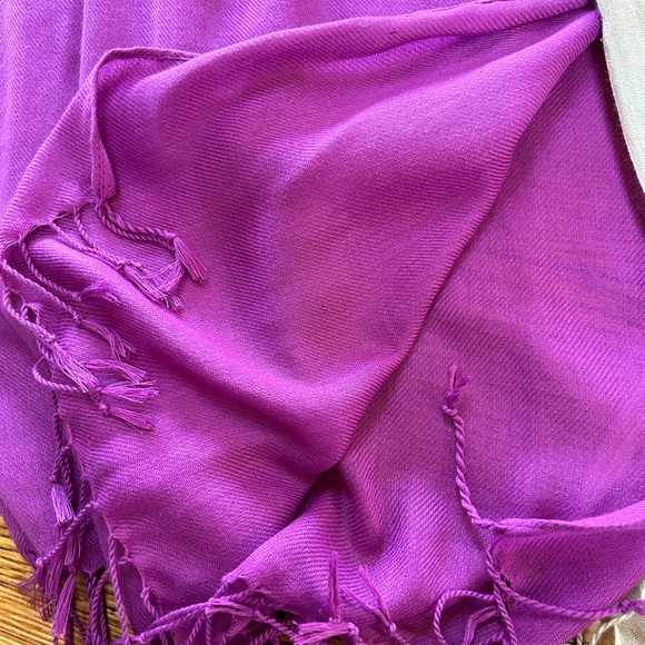 5/$25🦋 Two scarves.  Purple and tan.  Approximately 24” wide x 70 “ long. - Picture 2 of 5